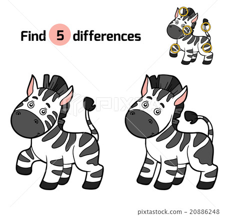 Find differences, game for children (zebra) 20886248