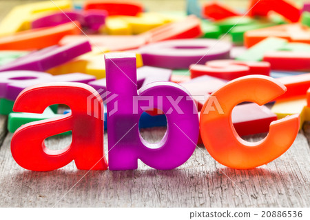 ABC spelling and pile of  plastic letters 20886536