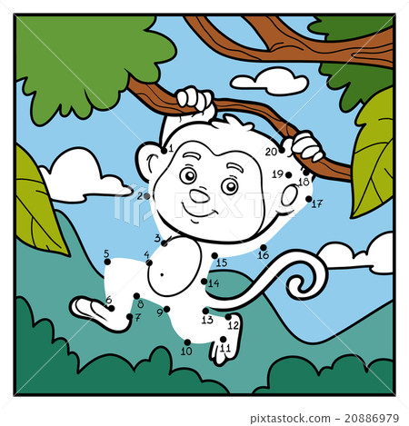 Numbers game, dot to dot (monkey and background) 20886979