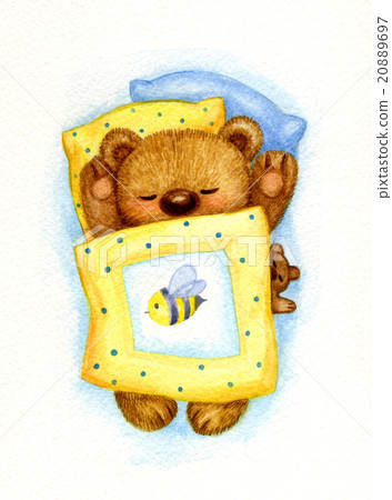 Sleeping  bear in bed. 20889697