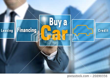 buy a car touchscreen is operated by businessman buy a car touchscreen is operated by businessman 20890356