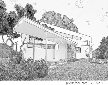 Black And White Drawing Of A Building Black And White Drawing Of A Building 20892119