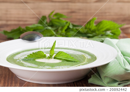 Nettle cream soup with sour cream 20892442