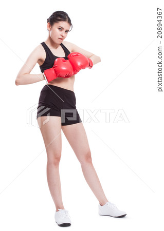 woman boxing wearing boxing gloves woman boxing wearing boxing gloves 20894367