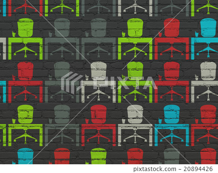 Business concept: Office icons on wall background 20894426