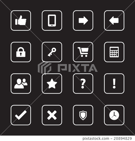 white flat icon set 2 with rounded rectangle frame white flat icon set 2 with rounded rectangle frame 20894829