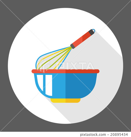 Eggbeater and bowl flat icon 20895434