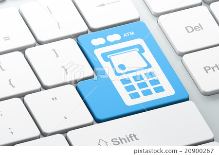 Banking concept: ATM Machine on computer keyboard Banking concept: ATM Machine on computer keyboard 20900267