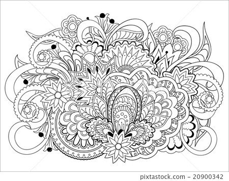 doodle flowers, herb and mandalas 20900342