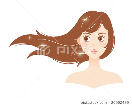 Clean hair female face illustration - Stock Illustration [20902489] - PIXTA