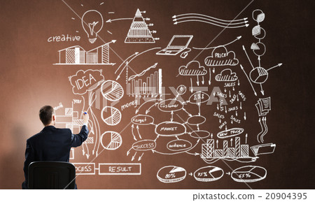 Businessman drawing business strategy 20904395