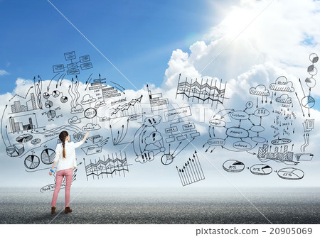 Girl sketching infographs 20905069