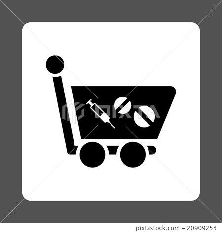 Medication Shopping Cart Flat Button Medication Shopping Cart Flat Button 20909253