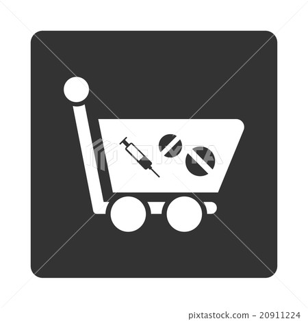 Medication Shopping Cart Flat Button Medication Shopping Cart Flat Button 20911224