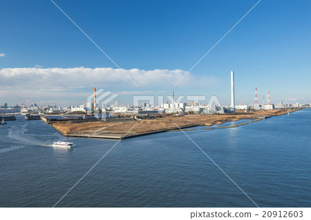 Scenery around sand town seen from the mouth of Arakawa estuary 20912603