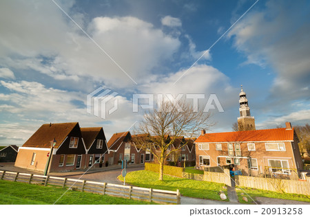 beautiful city Hindeloopen and blue sky beautiful city Hindeloopen and blue sky 20913258