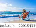 Girl on a tropical beach with hat 20915433