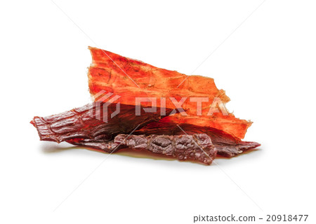 Beef jerky isolated on a white studio background Beef jerky isolated on a white studio background 20918477