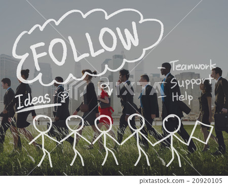 Follow Following Teamwork Member Leader Concept 20920105