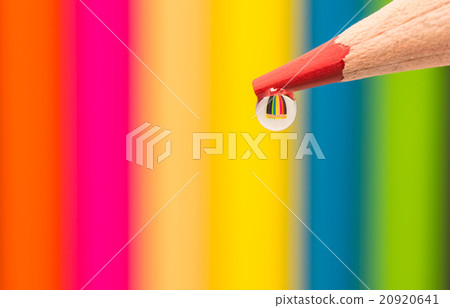 Colored pencil, water droplet, closeup, macro. 20920641