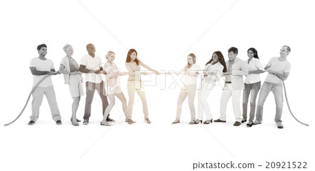 Large Group of People Pulling Rope Competition Concept 20921522
