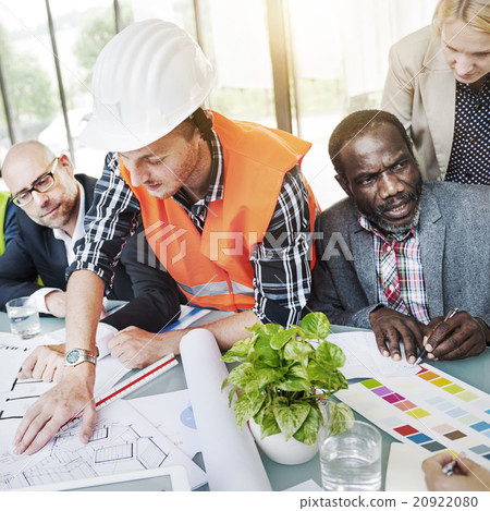 Architect Working Planning Analysis Teamwork Blueprint Concept 20922080