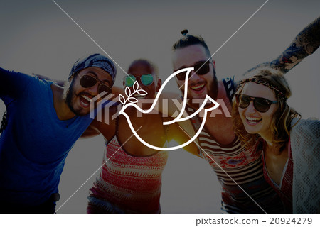 Peaceful Freedom Bird Icon Flying Heaven Concept 20924279