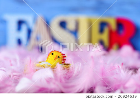 toy chick, feathers and word easter 20924639