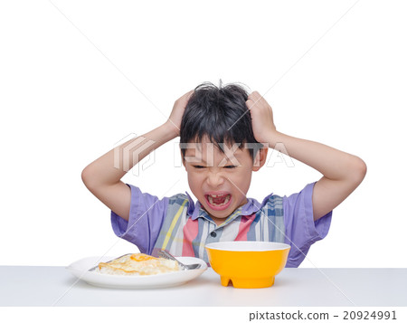 Asian child don't want to eat food for lunch 20924991