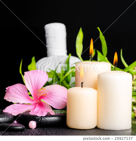 spa setting of hibiscus flower, twig bamboo spa setting of hibiscus flower, twig bamboo 20927137