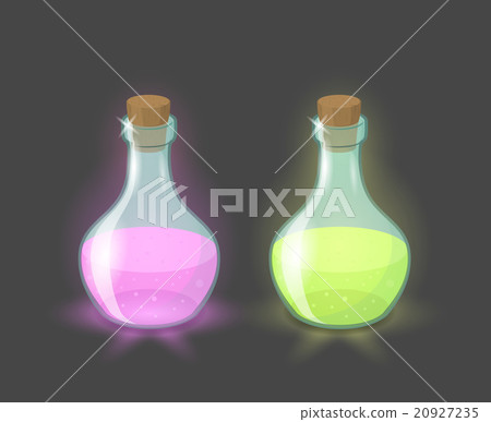 Vector magic bottles with pink and green drinks 20927235