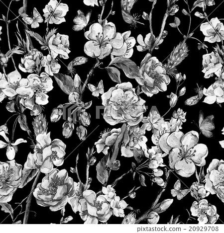 Spring seamless background with blooming branches - Stock Illustration ...