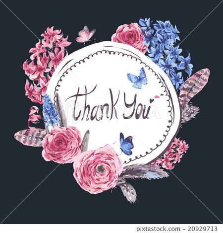 Vintage Spring Greeting Card with blooming flowers 20929713