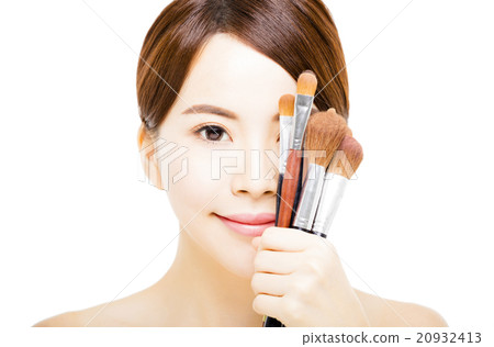 young beautiful woman with Makeup Brush young beautiful woman with Makeup Brush 20932413