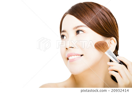young beautiful woman with Makeup Brush young beautiful woman with Makeup Brush 20932414