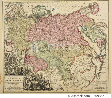 Antique illustration old map "Map of the Russian Empire around the 18th century" 20933409