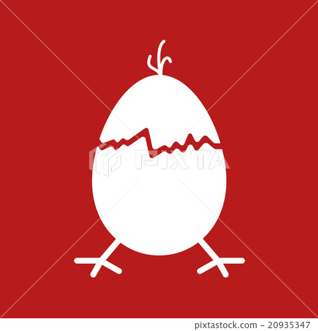 Hand-drawn cracked easter egg with bird arms and 20935347