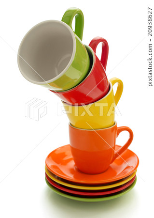empty ceramic cup and saucer on white empty ceramic cup and saucer on white 20938627