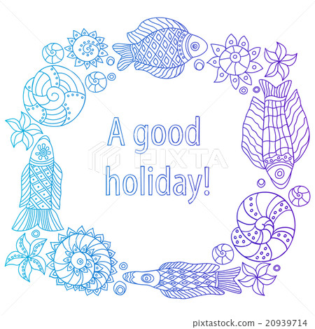 Decorative frame with marine life. 20939714