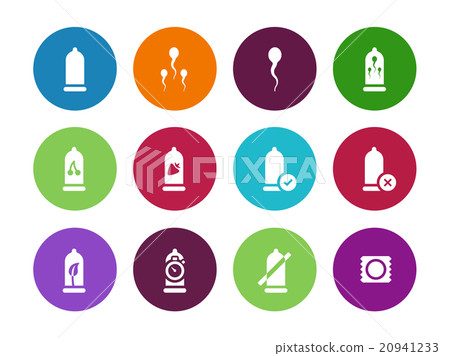 Condom pack circle icons on white background. Condom pack circle icons on white background. 20941233