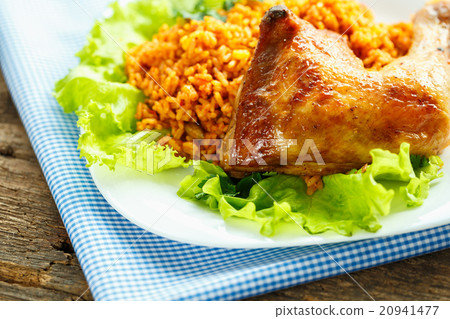 Tasty dish of chicken thigh with rice Tasty dish of chicken thigh with rice 20941477