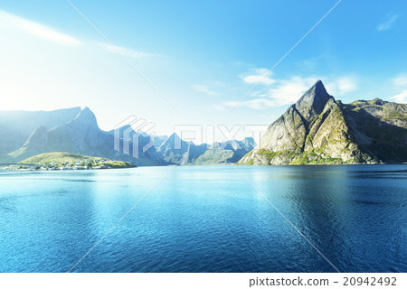 spring sunset - Reine, Lofoten islands, Norway spring sunset - Reine, Lofoten islands, Norway 20942492
