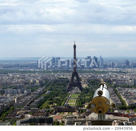 Telescope viewer and city skyline. Paris, France 20943956