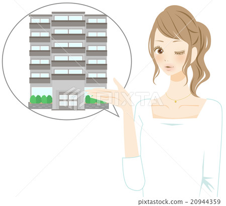 A woman smiling guiding an apartment 20944359