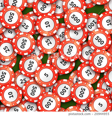 Red casino chips on green cloth, seamless pattern 20944955