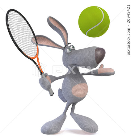 3d hare tennis player 20945421