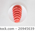 Sliced watermelon on a white plate 20945639