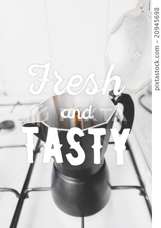 Opened coffee maker and hand drawn Opened coffee maker and hand drawn 20945698