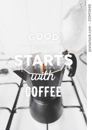 Opened coffee maker and hand drawn Opened coffee maker and hand drawn 20945699