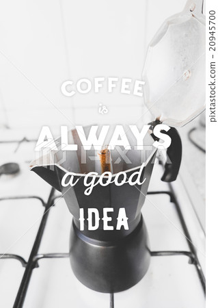 Opened coffee maker and hand drawn 20945700